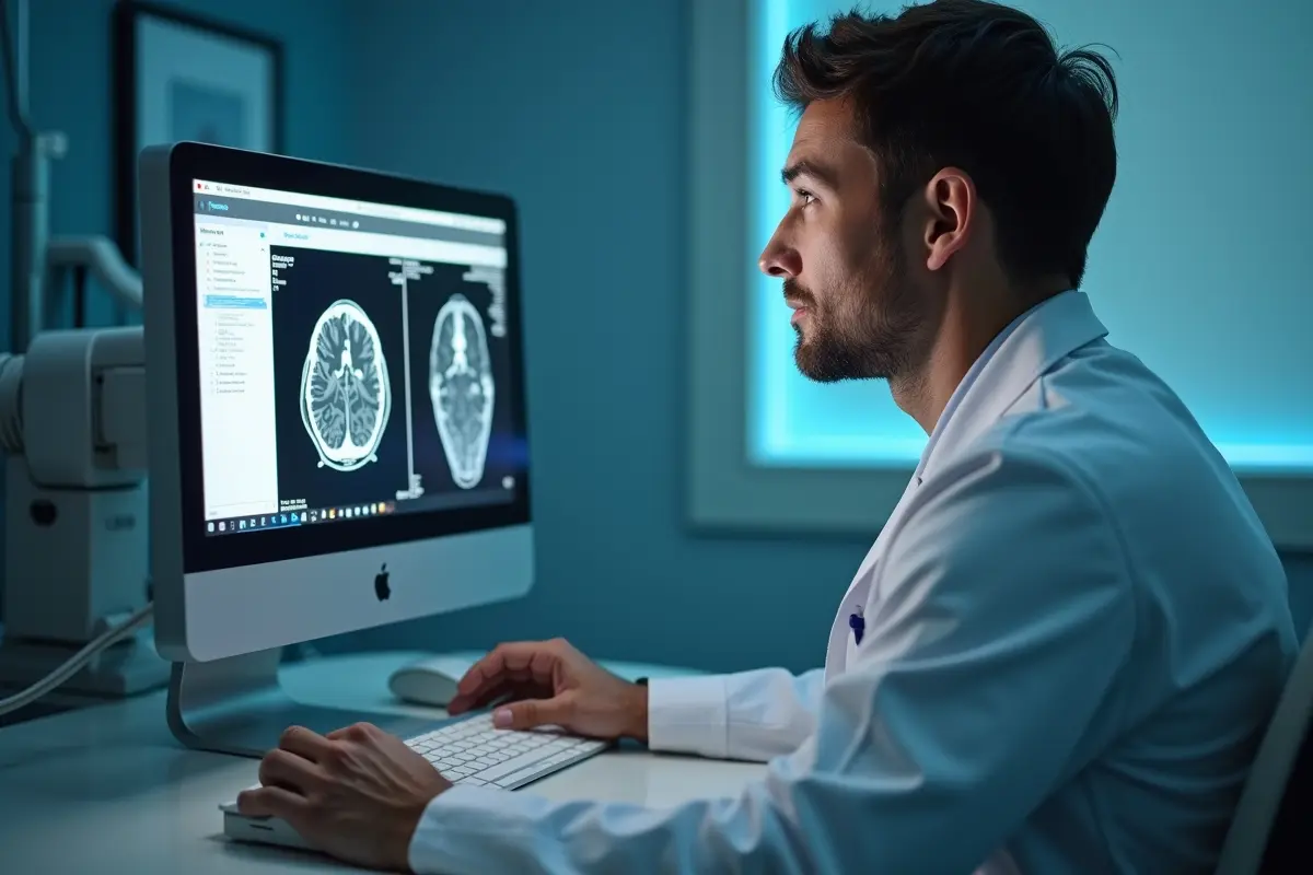doctor reviewing newborn brain scan results to diagnose birth injury