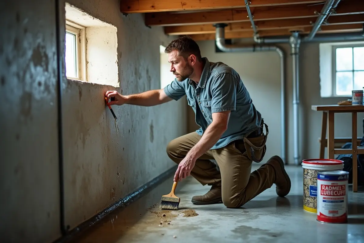 homeowner taking steps to protect basement from moisture intrusion damage