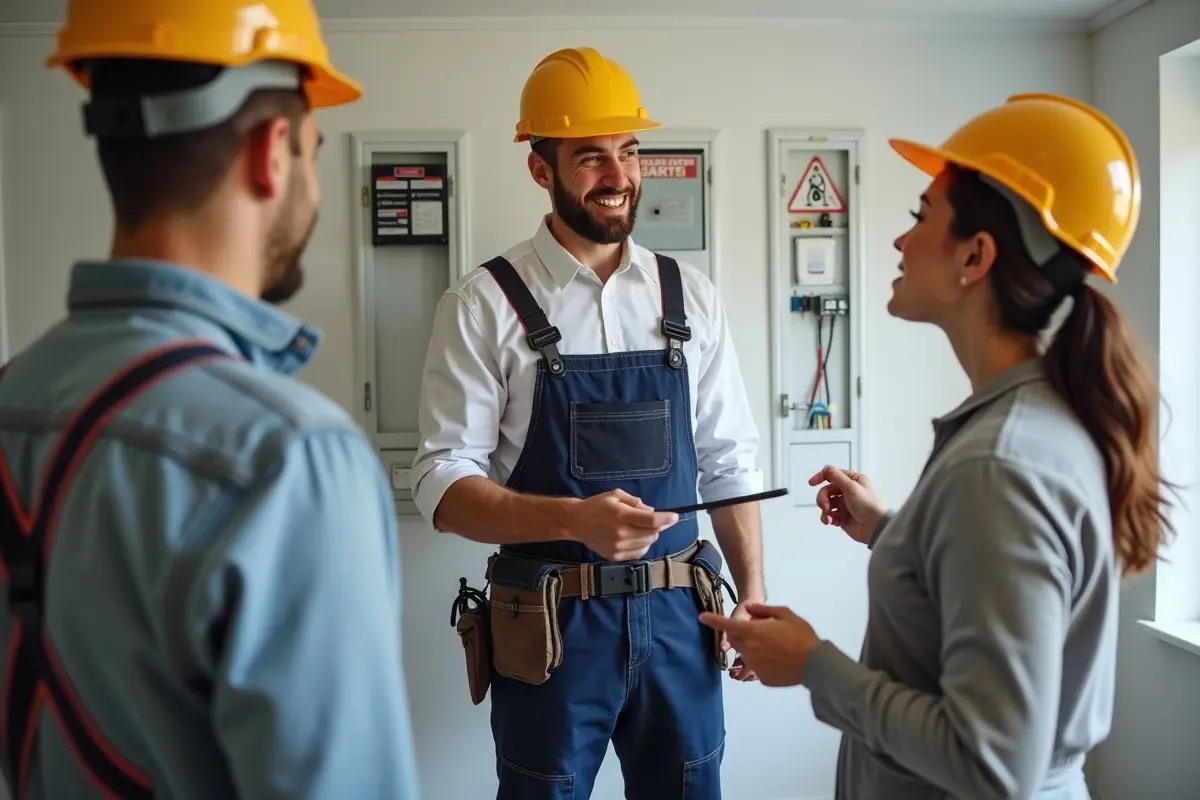 homeowner trusting professional electrician to ensure safe reliable electrical work