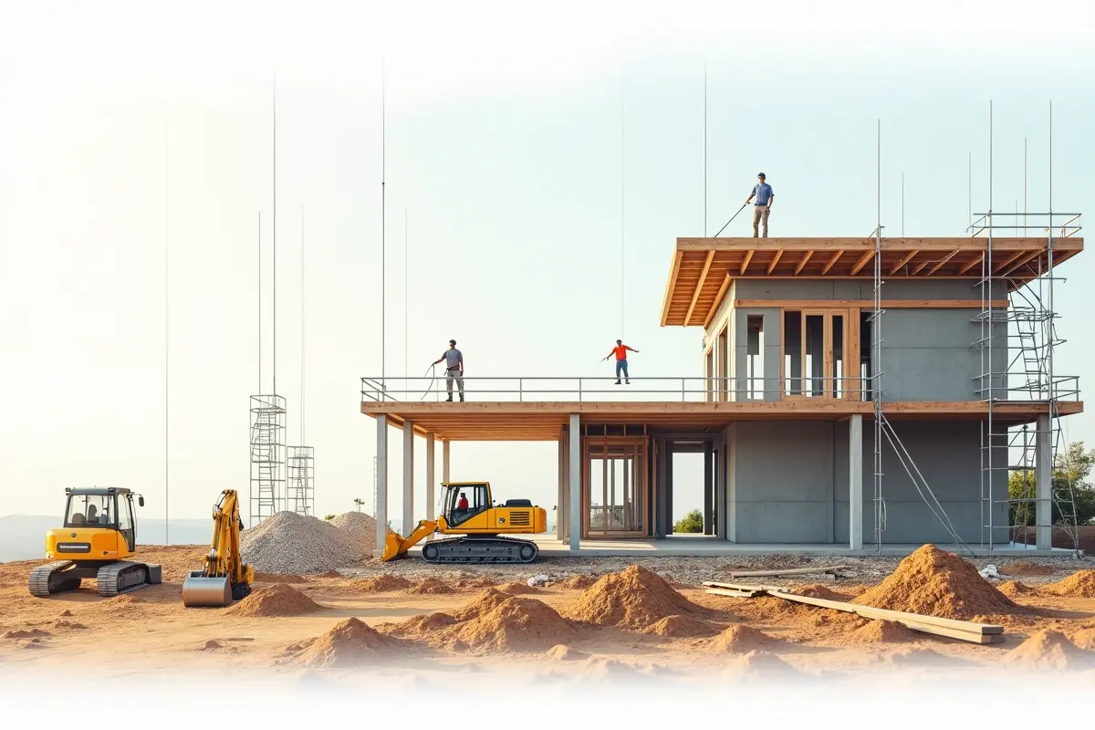 construction timeline showing stages of building a modern house