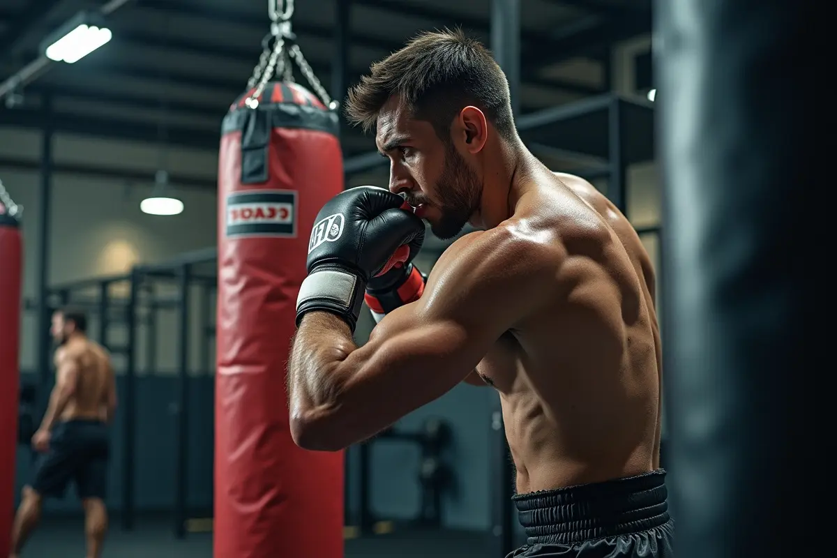 combat sports athlete training consistently in gym