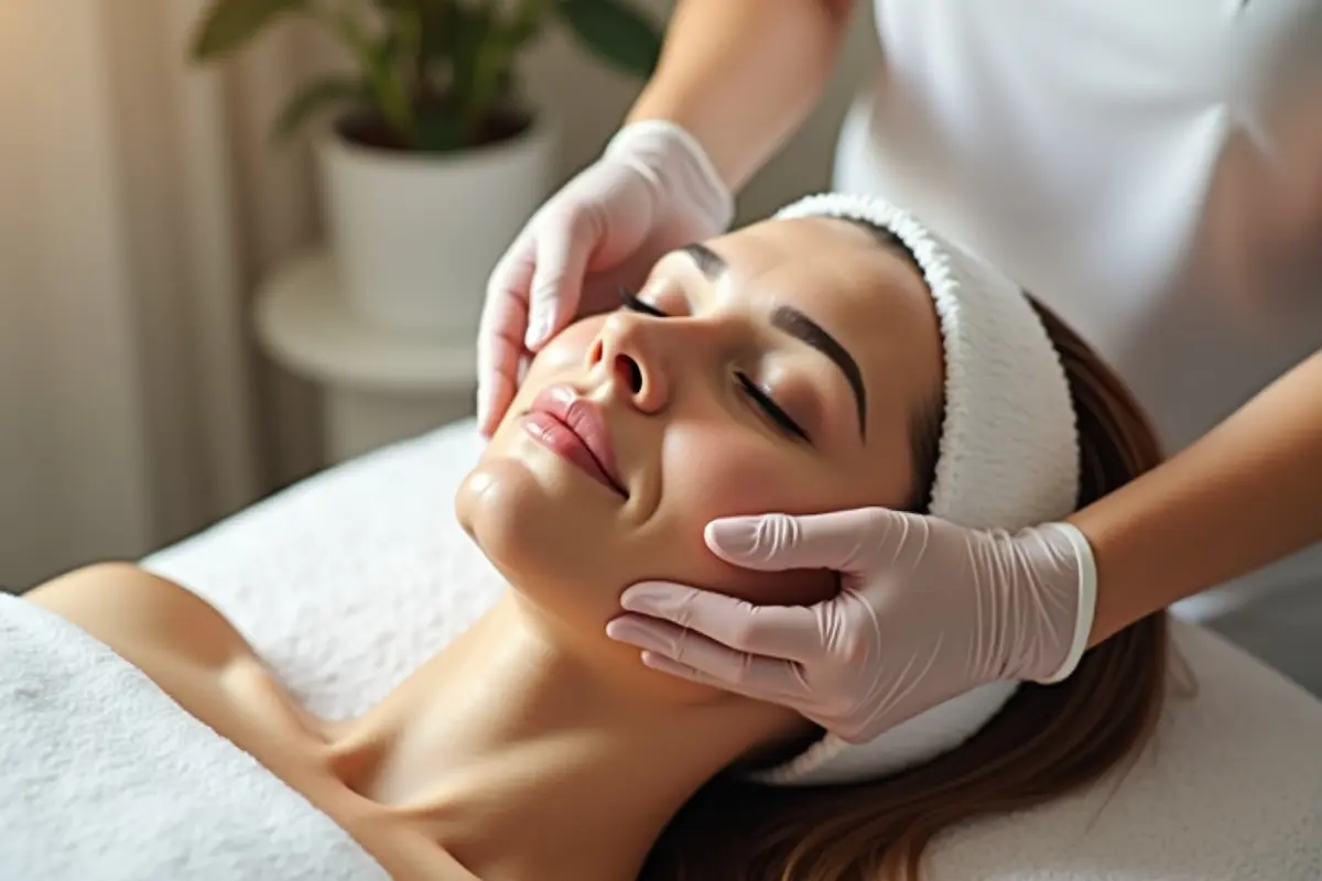 person receiving chemical peel treatment for improved skin appearance