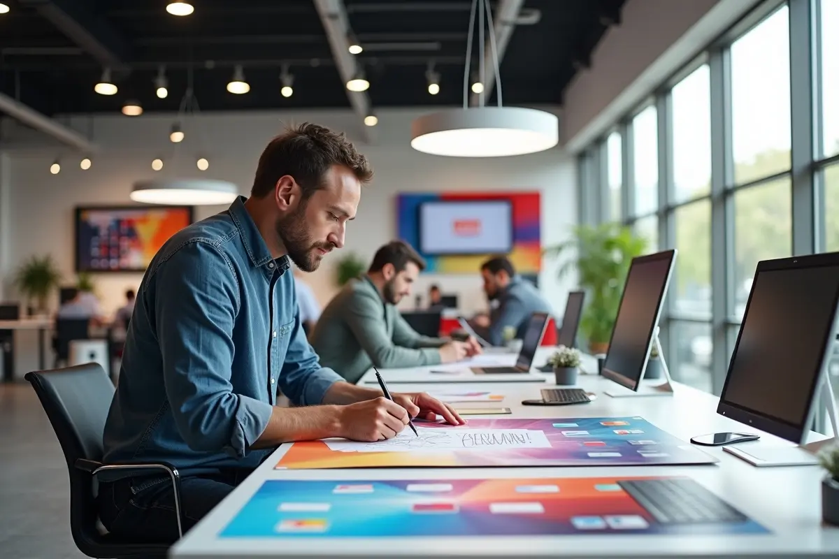 entrepreneur designing trade show booth to attract and engage visitors