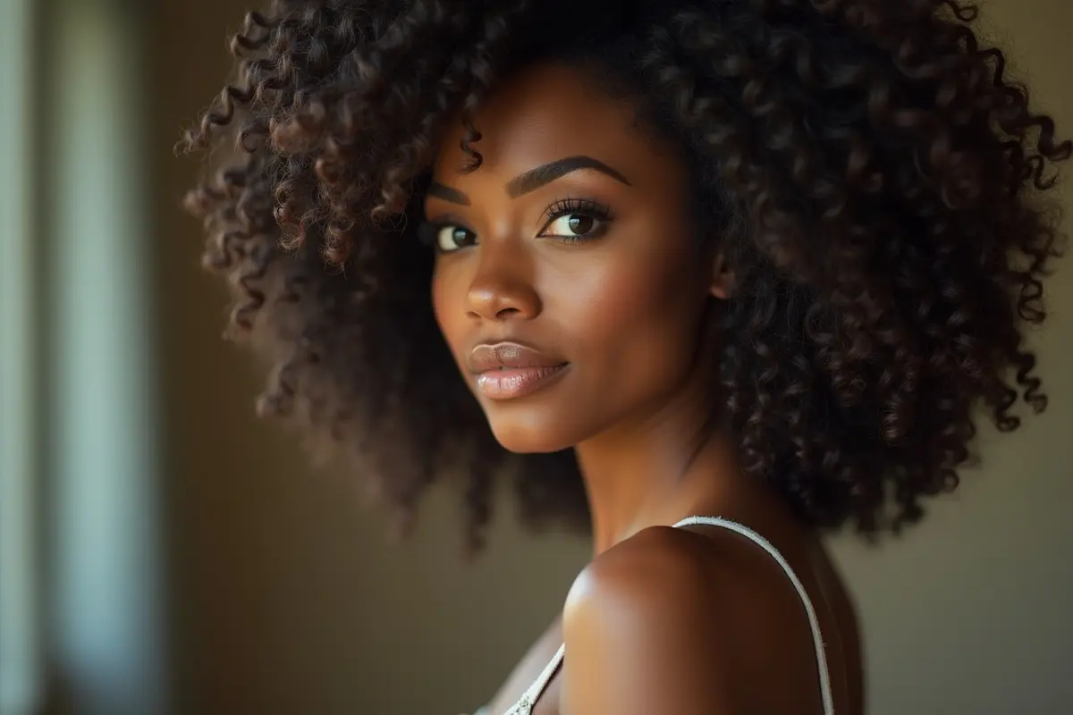 woman wearing natural human hair wig for style and confidence